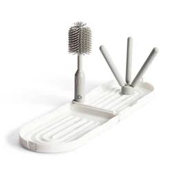 Munchkin Portable Bottle Drying Rack with Bottle Brush - White