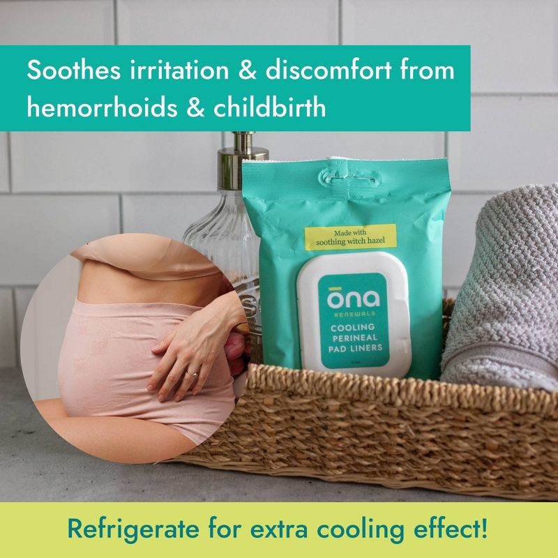 slide 4 of 8, Ona Renewals Postpartum Cooling Perineal Pad Liners Made with Witch Hazel & No Peppermint - 30ct, 30 ct