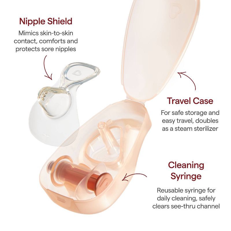 slide 4 of 10, Munchkin Flow Nipple Shield + With See-Thru Channel to Watch Milk Flow 20mm, 1 ct