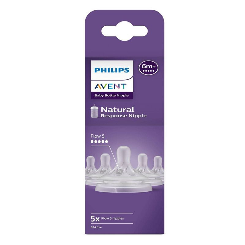 slide 4 of 10, Philips Avent Natural Response Baby Bottle Nipple - Level 5 - 5pk, 5 ct