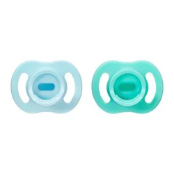 Tommee Tippee UltraLight Stay Put Silicone Pacifier 0-6m - Light Blue & Green - 2pk
