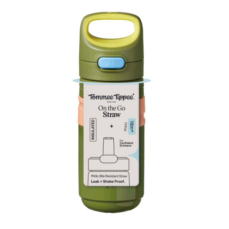 slide 2 of 8, Tommee Tippee 11oz Insulated On the Go Straw Sippy Cup - Green, 11 oz