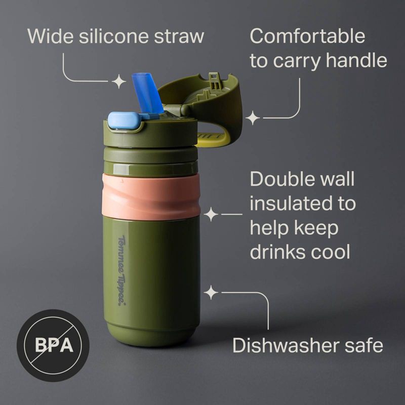 slide 6 of 8, Tommee Tippee 11oz Insulated On the Go Straw Sippy Cup - Green, 11 oz