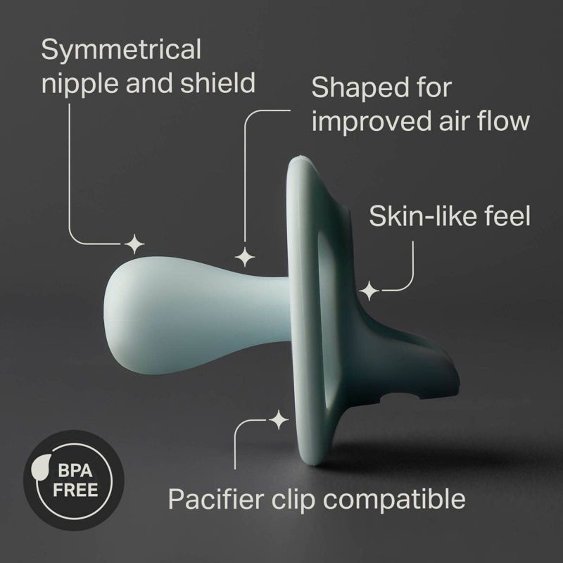 slide 3 of 8, Tommee Tippee UltraLight Stay Put Silicone Pacifier 18-36m - Blue & Green - 2pk, 2 ct