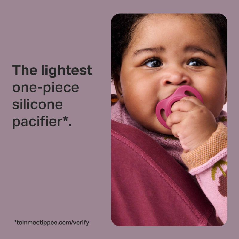 slide 2 of 8, Tommee Tippee UltraLight Stay Put Silicone Pacifier 6-18m - Pink & Purple - 2pk, 2 ct