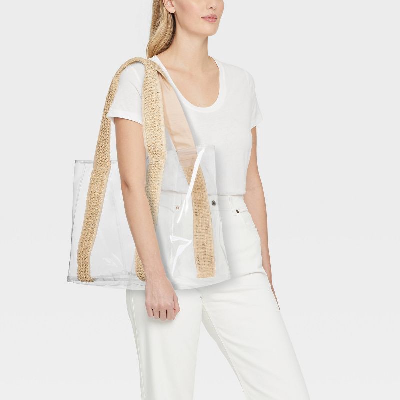 slide 2 of 5, Wipeable Tote Handbag - Shade & Shore™ Clear: TPU Shell, Double Handle, Unstructured Design, 1 ct