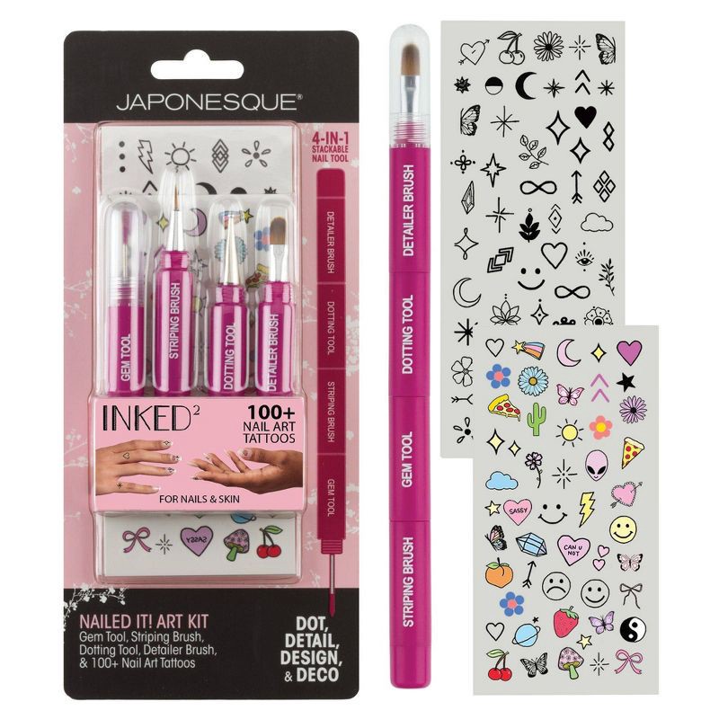 slide 1 of 12, JAPONESQUE Nailed It! Art Kit. Inked By Dani Nail Art Tattoos - 6pc, 6 ct
