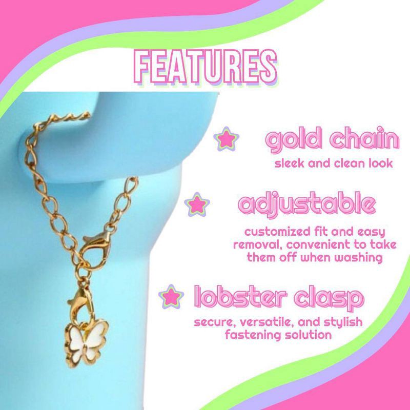 slide 2 of 8, CharCharms Handle Charms Smiley Face: Zinc Alloy Straw Topper for Teen Drinkware Accessories, Pink, 1 ct