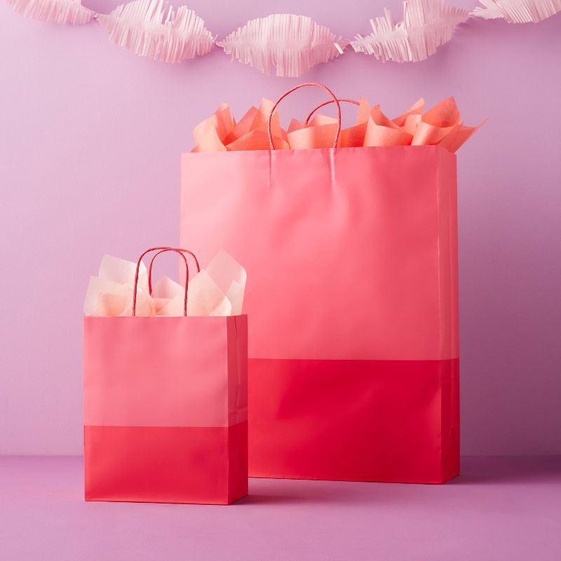 slide 2 of 3, Small Color Block Gift Bag Pink - Spritz™, 1 ct