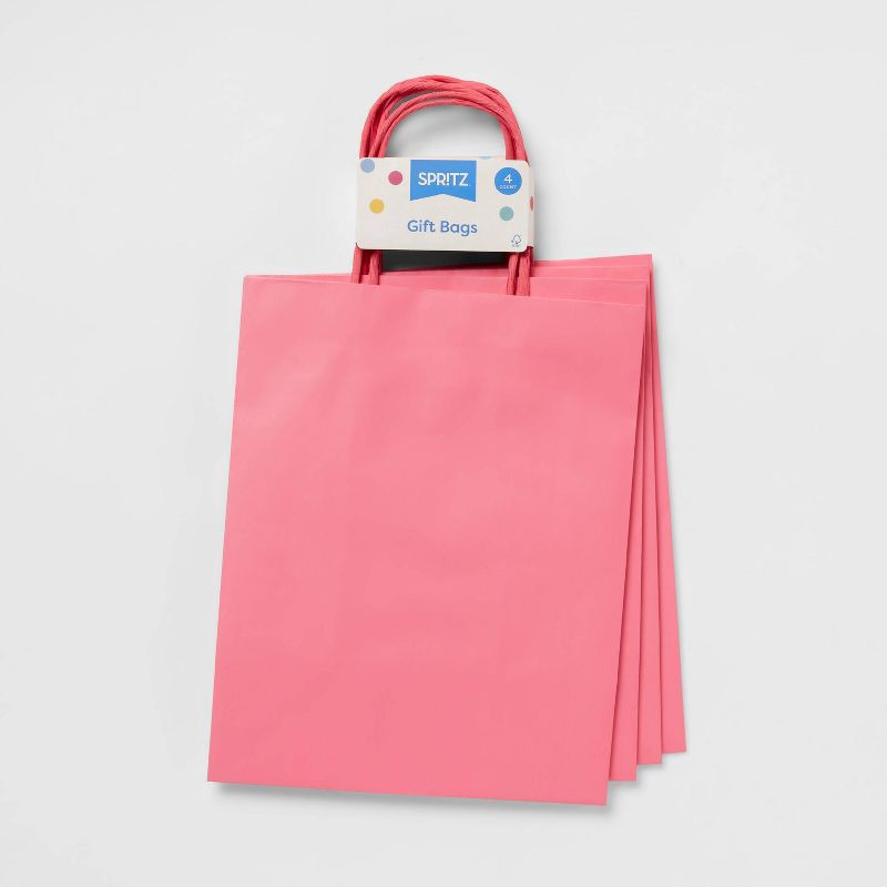slide 3 of 3, 4pk Small Gift Bags Pink - Spritz™, 4 ct