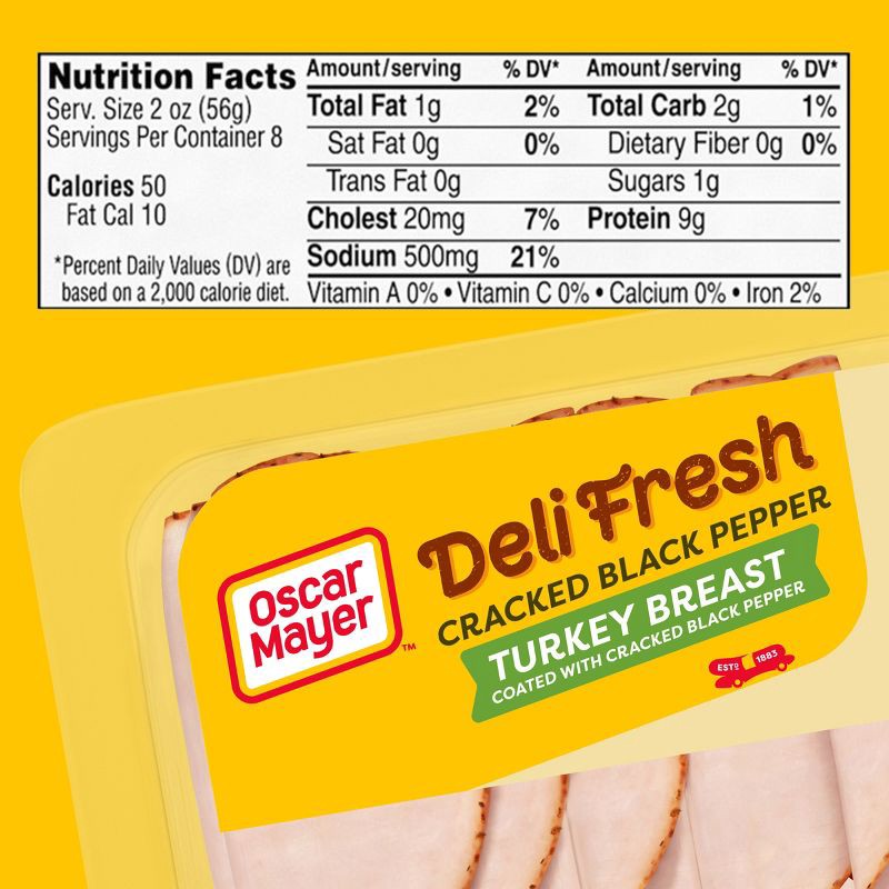 slide 7 of 9, Oscar Mayer Deli Fresh Cracked Black Pepper Turkey Breast - 16oz, 16 oz