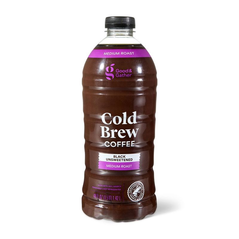 slide 1 of 5, Black Medium Roast Cold Brew Coffee - 48 fl oz - Good & Gather™, 48 fl oz