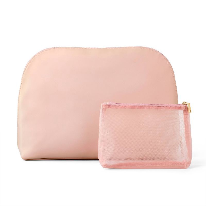 slide 1 of 3, Sonia Kashuk™ Large Travel Makeup and Toiletry Bag Set - 2pc - Pink, 2 ct