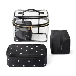 Sonia Kashuk™ Travel Train Case Makeup Bag Set - 4pc: Clear & Black, 4 Compartments