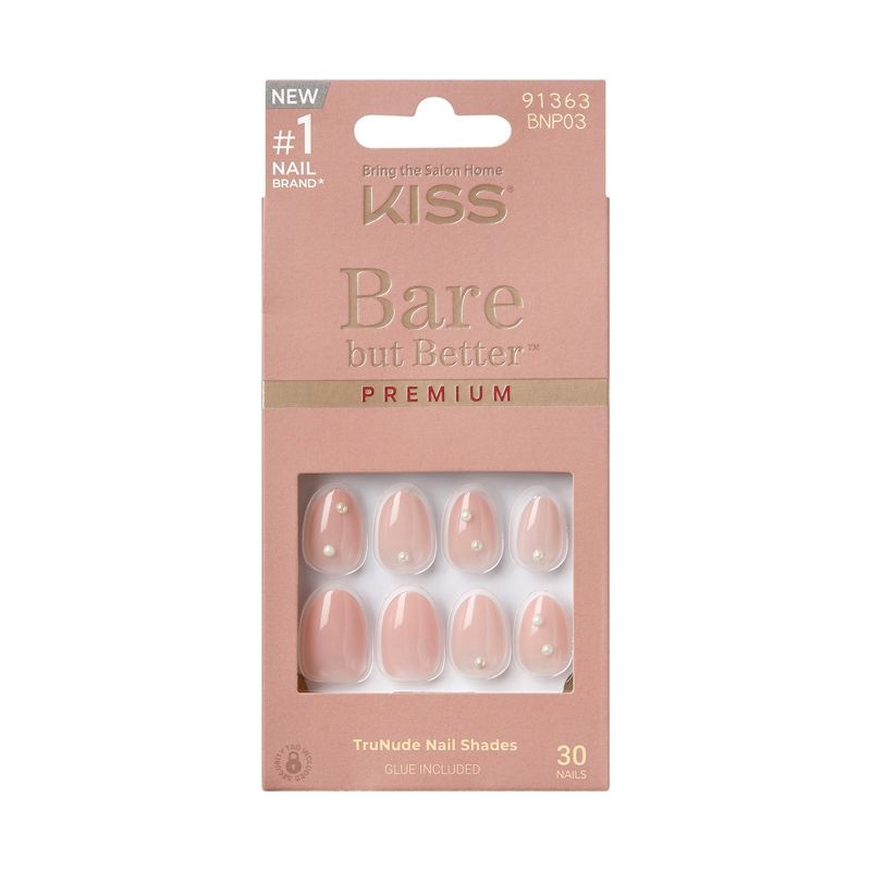 slide 1 of 11, KISS Products Bare-But-Better Press-On Fake Nails - Short Almond - Slay - 30ct, 30 ct