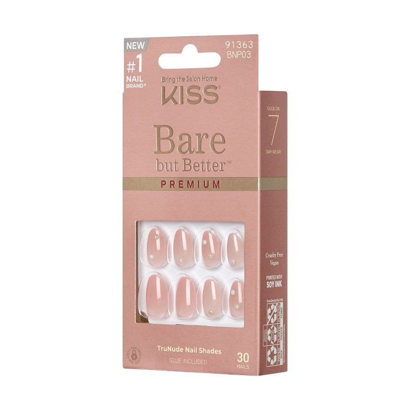 slide 10 of 11, KISS Products Bare-But-Better Press-On Fake Nails - Short Almond - Slay - 30ct, 30 ct