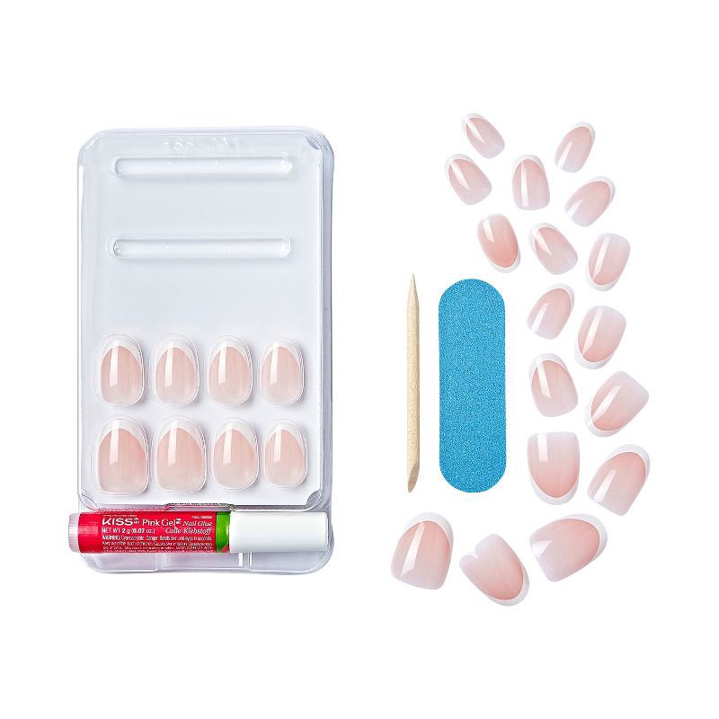 slide 3 of 8, KISS Products Classy French Tip Press-On Fake Nails - Short Oval - Exclusive Only - 28ct, 28 ct