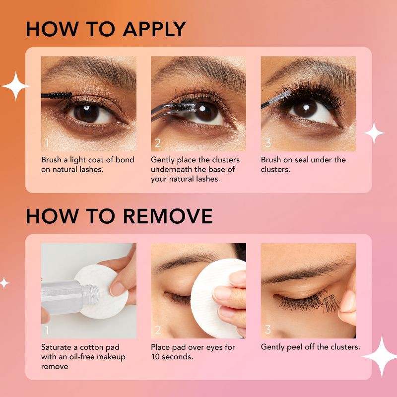 slide 3 of 7, BeBlinky False Eyelash Clusters - Narrow Band, Wispy - 120ct, 120 ct