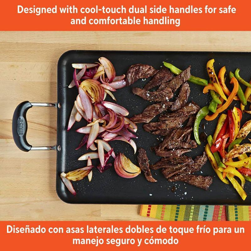 slide 5 of 6, IMUSA 17"x10"Ceramic Double Burner Griddle Black: Stovetop Griddle, Aluminum, Hand Wash, Electric & Gas Compatible, 1 ct