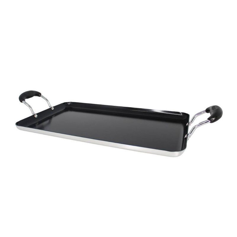 slide 1 of 6, IMUSA 17"x10"Ceramic Double Burner Griddle Black: Stovetop Griddle, Aluminum, Hand Wash, Electric & Gas Compatible, 1 ct