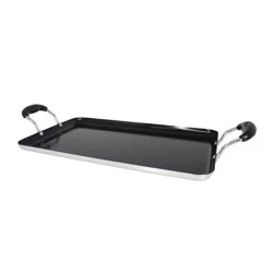 IMUSA 17&quot;x10&quot;Ceramic Double Burner Griddle Black: Stovetop Griddle, Aluminum, Hand Wash, Electric &amp; Gas Compatible
