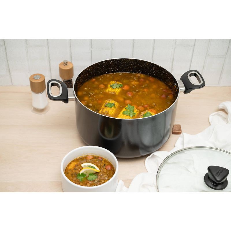 slide 3 of 5, IMUSA 10qt Ceramic Bistro Stock Pot Black: Aluminum Exterior, Hand Wash, Electric & Gas Compatible Cooking Pot, 10 qt