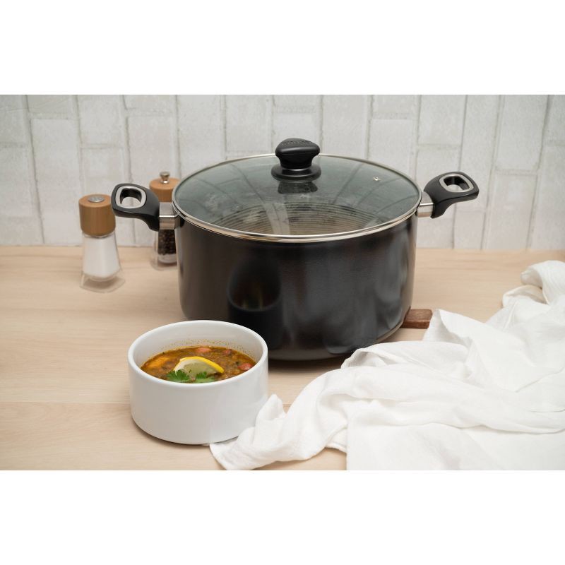 slide 4 of 5, IMUSA 10qt Ceramic Bistro Stock Pot Black: Aluminum Exterior, Hand Wash, Electric & Gas Compatible Cooking Pot, 10 qt