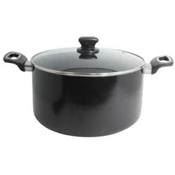 IMUSA 10qt Ceramic Bistro Stock Pot Black: Aluminum Exterior, Hand Wash, Electric & Gas Compatible Cooking Pot