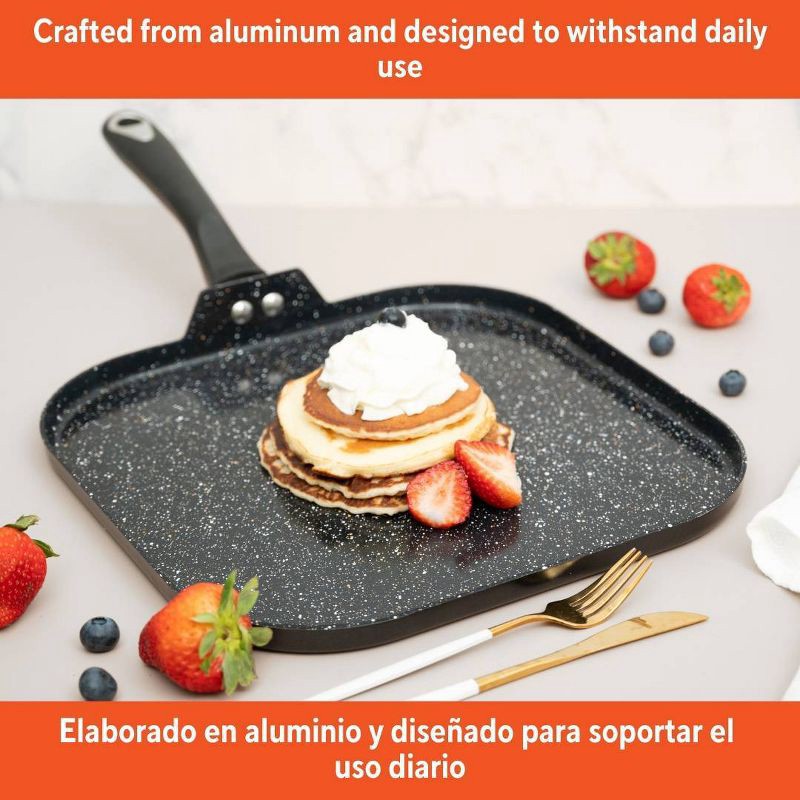 slide 2 of 7, IMUSA 11" Ceramic Bistro Square Griddle Black: Pancake & Tortilla Stovetop Griddle, Aluminum, Hand Wash, 1 ct