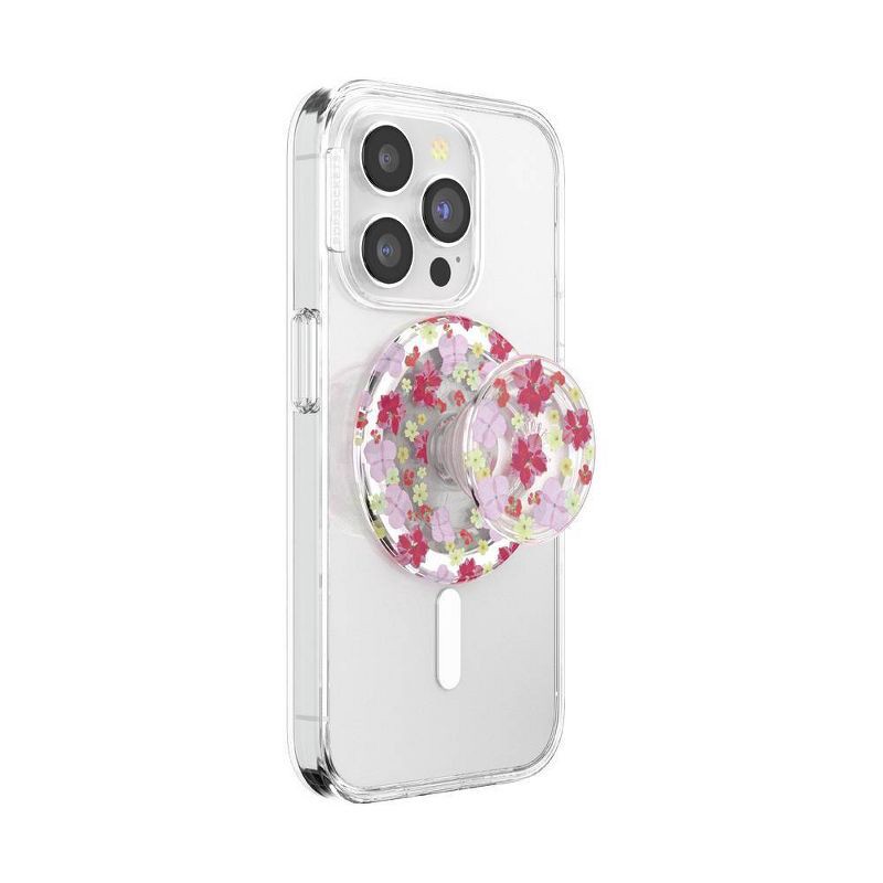 slide 2 of 5, PopSockets Magnetic Phone Grip with MagSafe, Magnetic Adapter Ring Included - Delicate Floral Berry, 1 ct