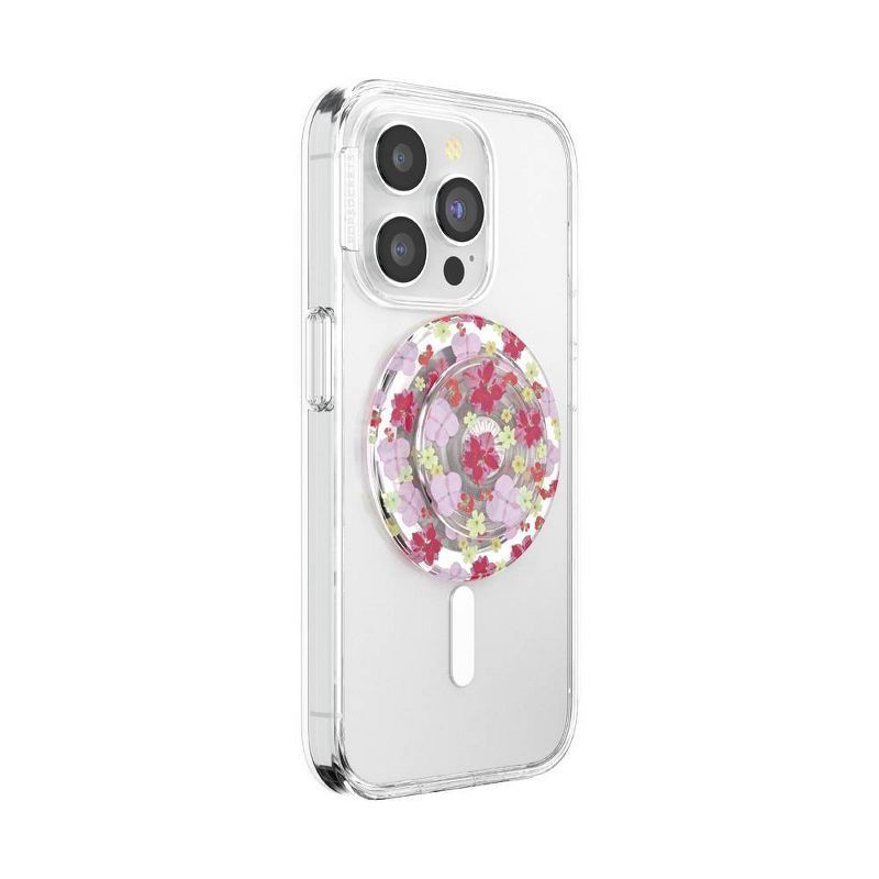 slide 4 of 5, PopSockets Magnetic Phone Grip with MagSafe, Magnetic Adapter Ring Included - Delicate Floral Berry, 1 ct