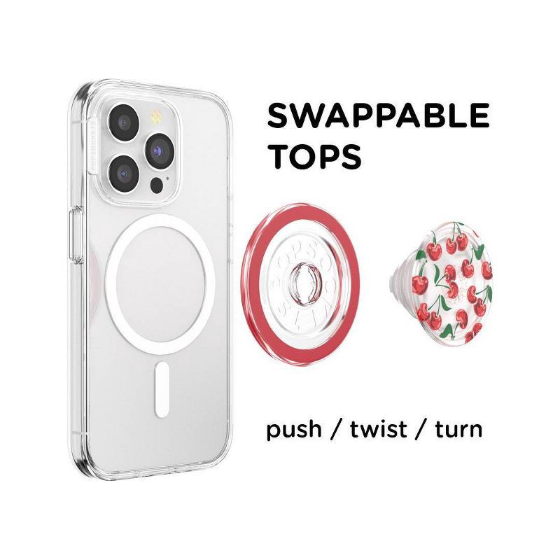 slide 3 of 5, PopSockets Magnetic Phone Grip with MagSafe, Magnetic Adapter Ring Included - Cherry Red, 1 ct
