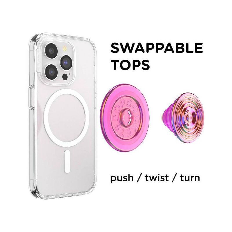 slide 3 of 5, PopSockets Magnetic Phone Grip with MagSafe, Magnetic Adapter Ring Included - Ripple Iridescent, 1 ct