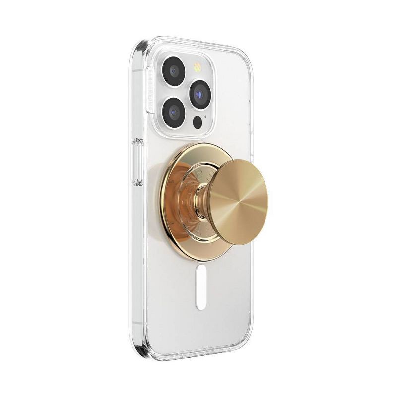 slide 2 of 5, PopSockets Magnetic Phone Grip with MagSafe, Magnetic Adapter Ring Included - Aluminum Radial Gold, 1 ct