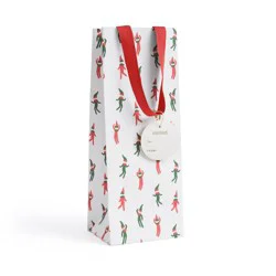 Dancing Elves Wine Bag Minted: Christmas Abstract Multicolor Paper Gift Bag, 13.9" Height, 5" Width, 4" Depth