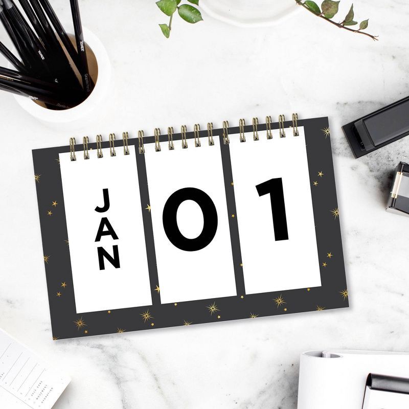 slide 2 of 4, Blue Sky 7"x4.5" 2025-2026 Perpetual Easel Calendar Starry Black Safety Wirebound, 1 ct