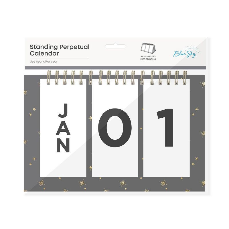 slide 3 of 4, Blue Sky 7"x4.5" 2025-2026 Perpetual Easel Calendar Starry Black Safety Wirebound, 1 ct