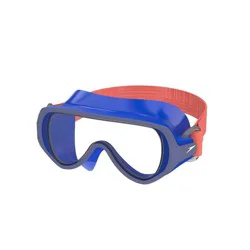 Speedo Kids' Swim Mask with Fabric Strap - Blue/Coral: Ages 3-6, Polycarbonate, TPR
