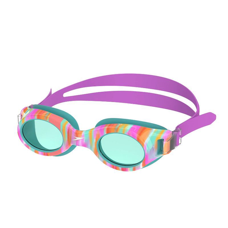 slide 1 of 5, Speedo Junior Glide Print Swim Goggles - Teal/Multi, 1 ct