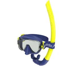 Speedo Adult Travel Mask and Snorkel Set - Navy/Yellow: Polycarbonate & Silicone