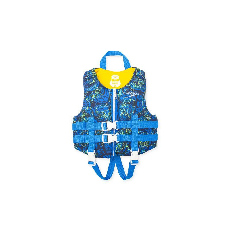 slide 1 of 4, Speedo Kids' PFD Life Jacket Vest - Sunshine Yellow Shaka Tee: Youth Size, Zipper & Buckle Closure, 1 ct