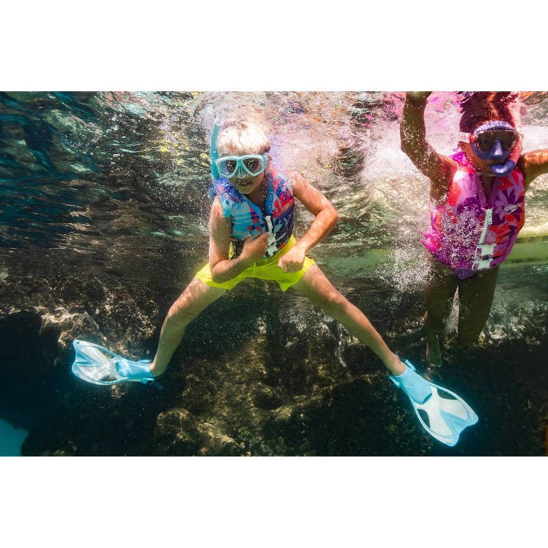 slide 5 of 6, Speedo Junior Life Jacket Vest - Light Blue/Navy/Orange: Youth 50-90 lbs, Zipper & Buckle, 55 ct; 88 lb