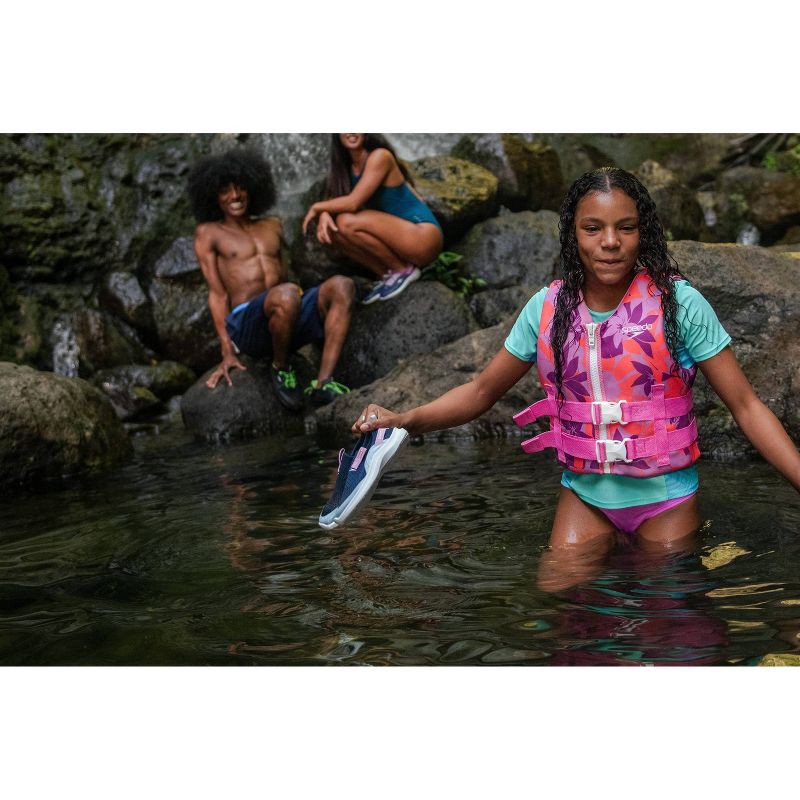slide 6 of 6, Speedo Junior Pull On Water Shoes - Navy L: Floral Pattern, Medium Width, Polyester Upper, 1 ct