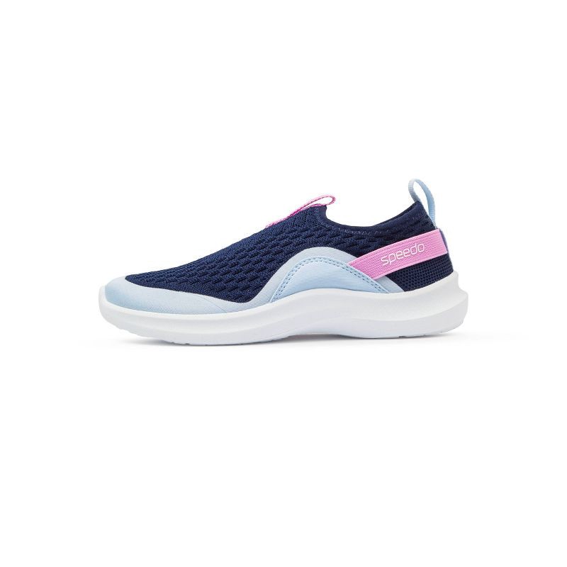 slide 2 of 6, Speedo Junior Pull On Water Shoes - Navy M: Botanical Pattern, Breathable Upper, 1 ct