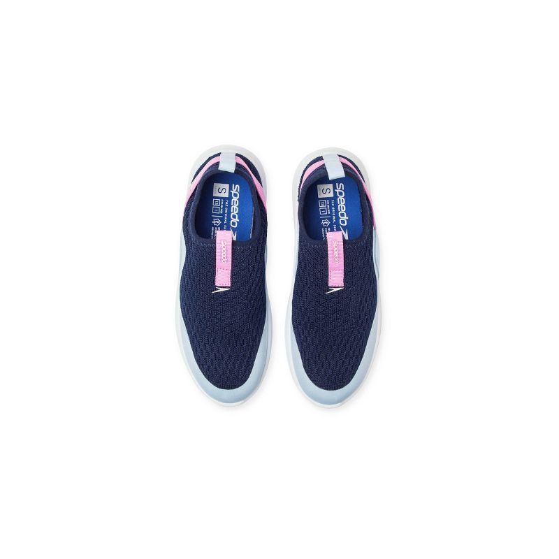slide 3 of 6, Speedo Junior Pull On Water Shoes - Navy M: Botanical Pattern, Breathable Upper, 1 ct