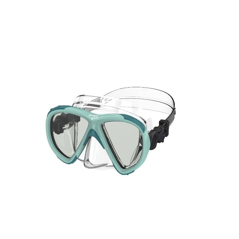 slide 1 of 3, Speedo Adult Explorer Dive Mask - Teal/Clear/Gray: Polycarbonate & Silicone Materials, 1 ct