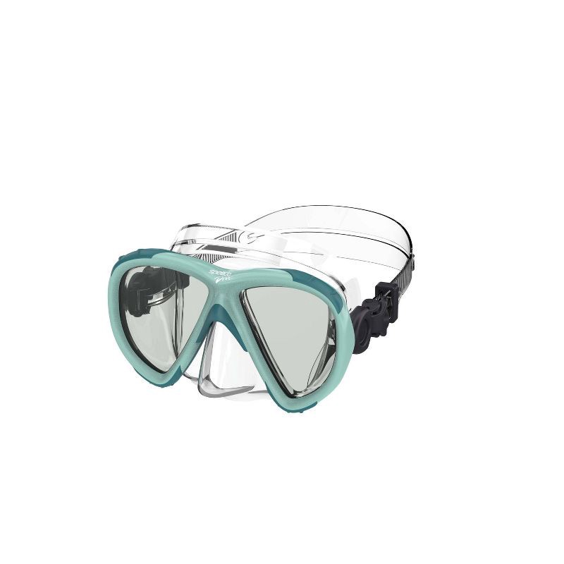 slide 1 of 3, Speedo Adult Explorer Dive Mask - Teal/Clear/Gray: Polycarbonate & Silicone Materials, 1 ct
