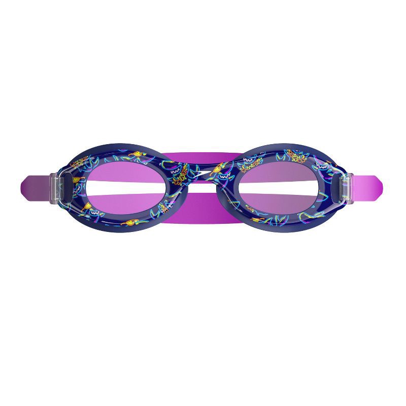 slide 2 of 4, Speedo Kids' Glide Print Swim Goggles - Navy/Purple: Flexible Anti-Fog, Adjustable Strap, 1 ct
