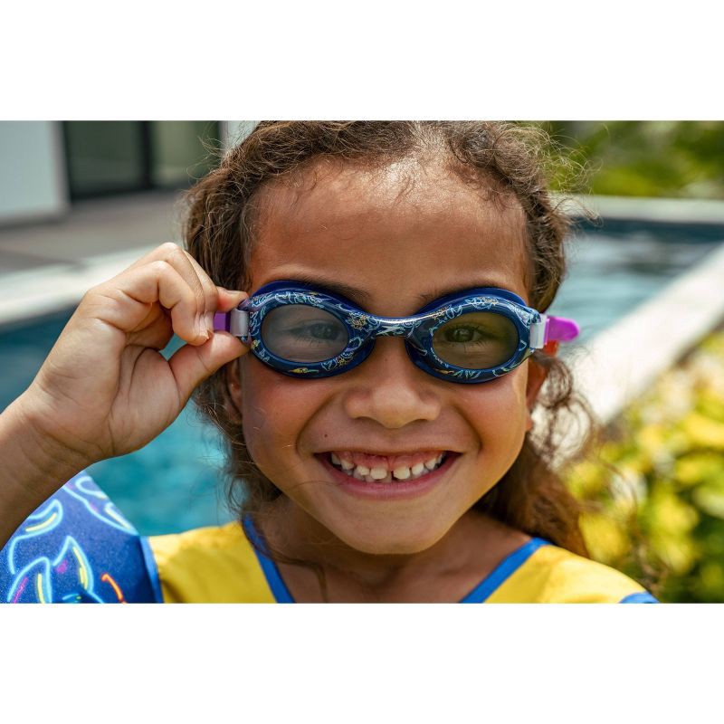 slide 4 of 4, Speedo Kids' Glide Print Swim Goggles - Navy/Purple: Flexible Anti-Fog, Adjustable Strap, 1 ct