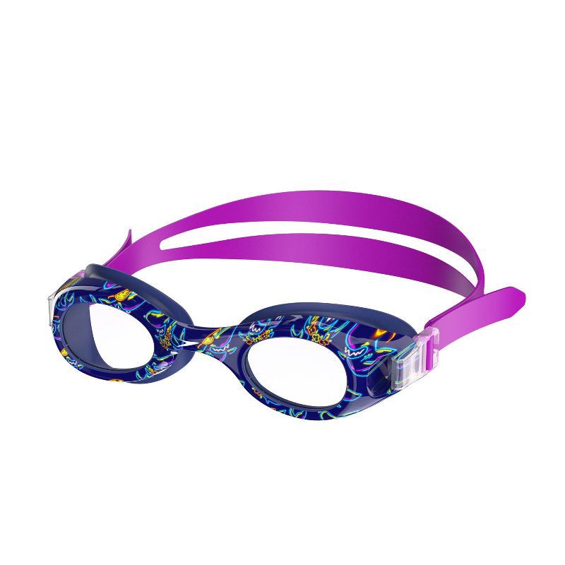 slide 1 of 4, Speedo Kids' Glide Print Swim Goggles - Navy/Purple: Flexible Anti-Fog, Adjustable Strap, 1 ct